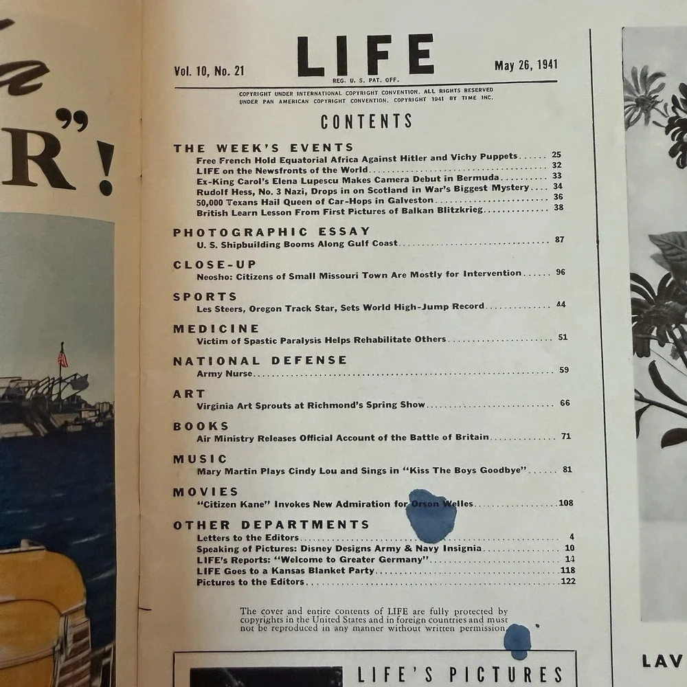 LIFE Magazine May 26 1941 WWII Battle of Britain Balkans Hitler‎ Army Nurse